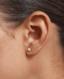 14k Solid Gold Crystal Lotus Flower Stud Earring Fashion