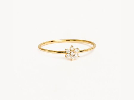 14k Solid Gold Crystal Lotus Flower Ring Fashion