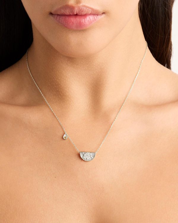 Sterling Silver Lotus Birthstone Necklace - November - Citrine Fashion