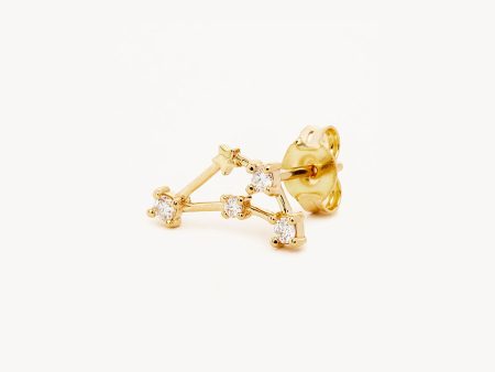 14k Solid Gold Starry Night Zodiac Constellation Diamond Earring - Capricorn Hot on Sale