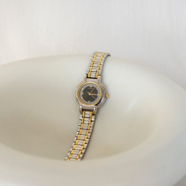 Vintage Seiko Midnight Round Two Tone Watch Online now