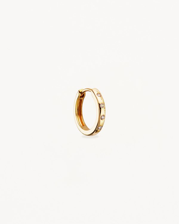 14k Solid Gold Cosmic Lab-Grown Diamond Hoop Cheap