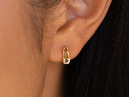 Tiny Pave Safety Pin Studs For Cheap