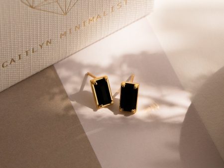 Rectangle Black Onyx Studs Hot on Sale