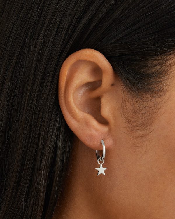 Sterling Silver Wishing on a Star Hoops Online Hot Sale